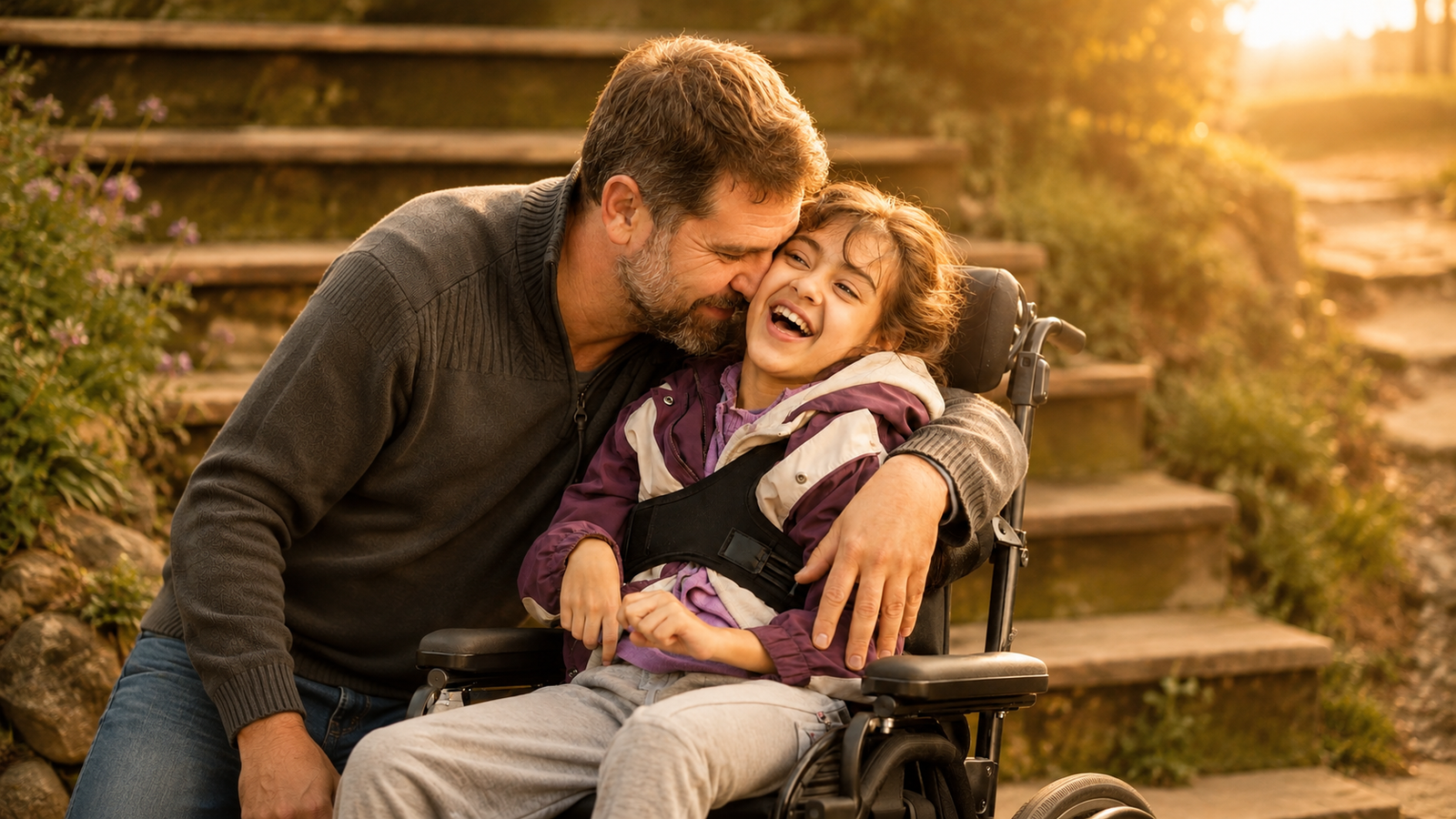 A father sharing a warm moment with his daughter