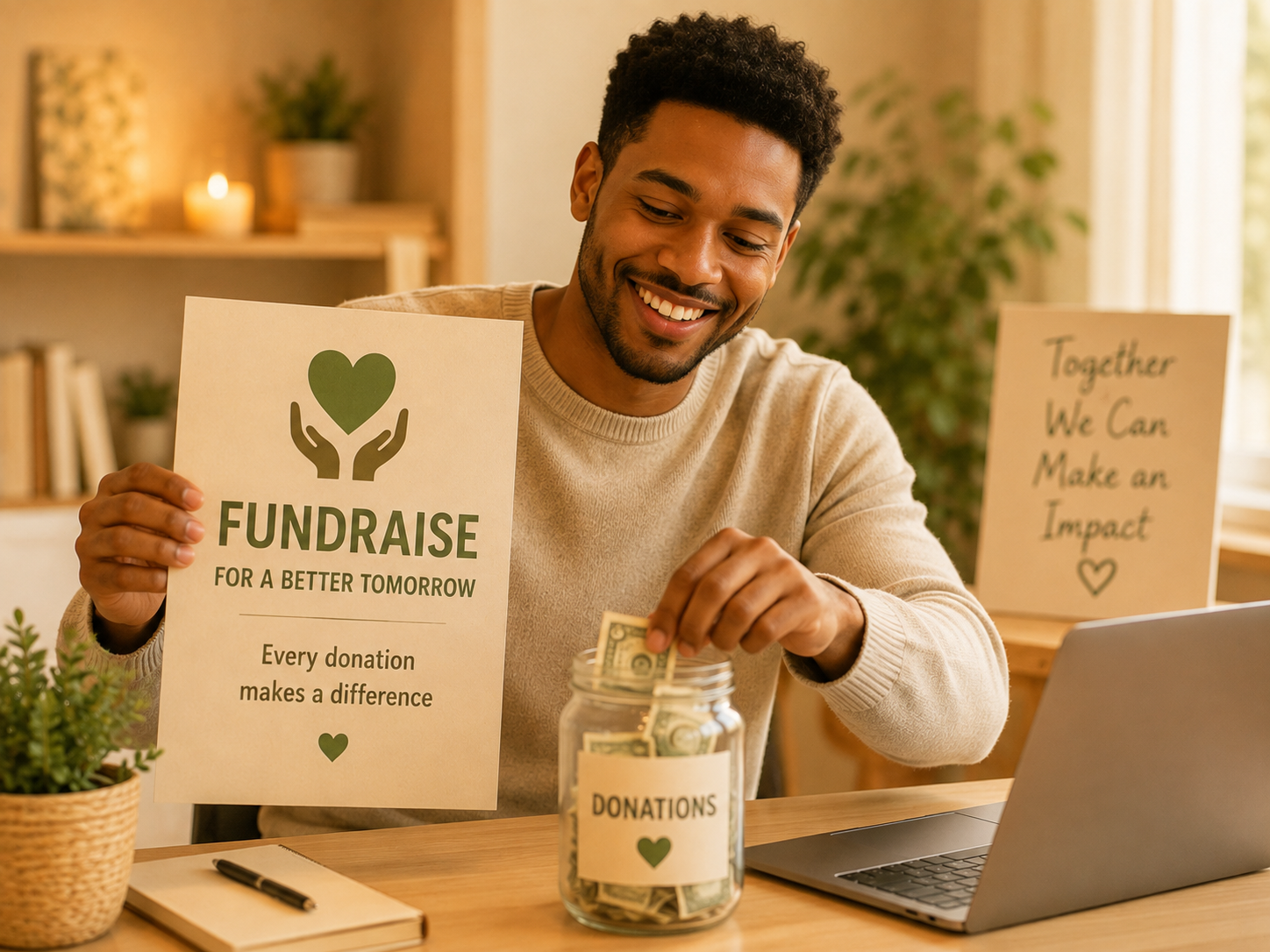 A supporter preparing a community fundraiser