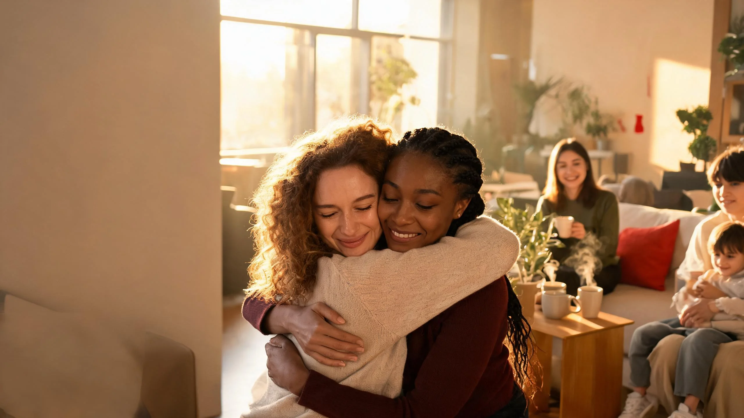 Temporary stock photo of a warm community embrace
